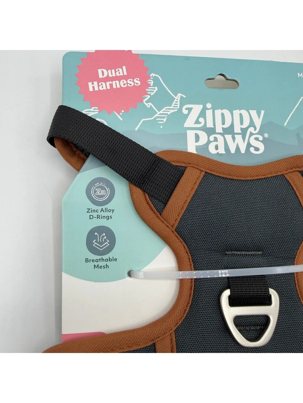 ZippyPaws Dual Harness Medium ZPC-C0008 Brown Breathable Mesh Padded Dog Vest